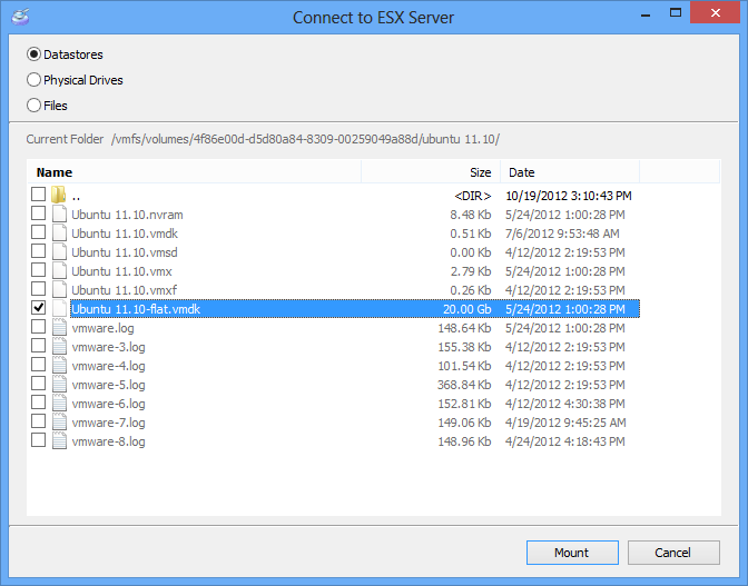 Mounting ESX/ESXi Server Disks or VMDK files