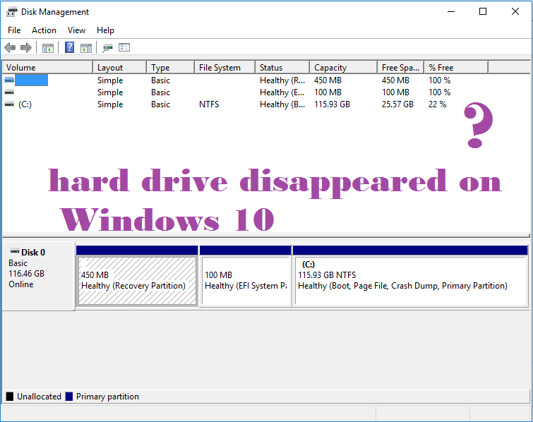 e drive disappeared windows 10