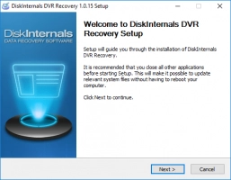 DiskInternals DVR Recovery™ DVR Recovery - setup welcome window.