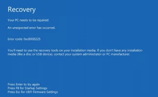 DiskInternals Partition Recovery™ 0xc0000225 error
