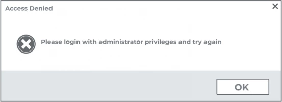 Please login with administrator privileges and try again.