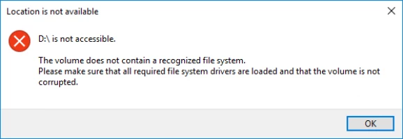 Disk is not accessible.