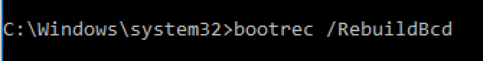 DiskInternals Partition Recovery™ Paso 4 - utilice el comando bootrec rebuildbcd para eliminar el error de carga del sistema operativo
