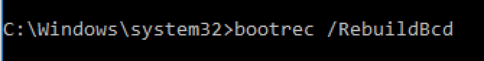 DiskInternals Partition Recovery™ Paso 4 - utilice el comando bootrec rebuildbcd para eliminar el error de carga del sistema operativo