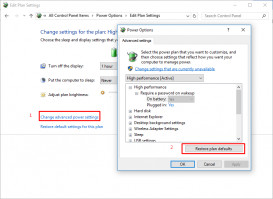 DiskInternals Partition Recovery™ die Energieeinstellungen auf die Standardwerte zurücksetzen, um eine 100-prozentige Auslastung der Festplatte zu vermeiden