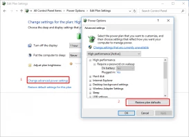 DiskInternals Partition Recovery™ die Energieeinstellungen auf die Standardwerte zurücksetzen, um eine 100-prozentige Auslastung der Festplatte zu vermeiden