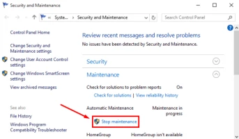 Click on Stop maintenance