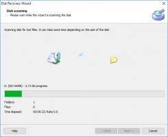 Partition Recovery Wizard - scanning for lost data.