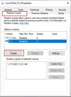 DiskInternals RAID Recovery™ Click the Enable button under the Shadow Copies tab, as seen in the figure below