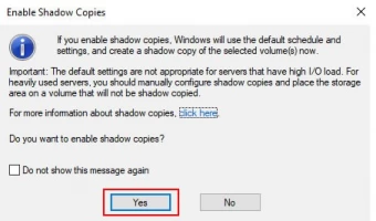 DiskInternals RAID Recovery™ Click Yes to indicate that you wish to allow shadow copies in the following box, as shown below