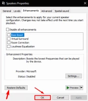 DiskInternals Uneraser™ Restore Defaults in Speaker Properties
