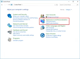 DiskInternals Partition Recovery™ Open Control Panel and select Appearance and Personalization.