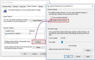 DiskInternals Uneraser™ if the recovery D drive is almost full on Windows 10- turn Off System Protection.