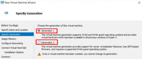 Choose to generate a virtual machine