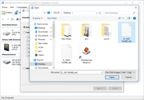 DiskInternals Data Recovery Software Mount disk image: step 3 - browse for the disk image and click the Open button.