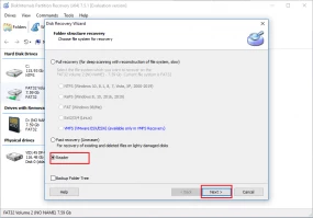 DiskInternals Data Recovery Software Mount disk image: step 5 - select the Reader mode.
