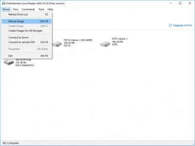 DiskInternals Linux Reader - click Drives and select Mount Image