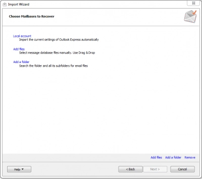 DiskInternals Mail Recovery Express™ Mail Recovery Express import