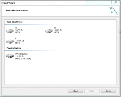 DiskInternals MySQL Recovery MySQL Recovery select disk to scan