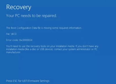 Что делать с recovery your PC/device needs to be repaired при установке Windows 10