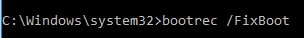 Paso 2 - utilice el comando bootrec fixboot para eliminar el error de carga del sistema operativo