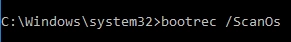 Paso 3 - utilice el comando bootrec scanos para deshacerse del error de carga del sistema operativo