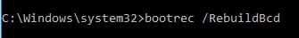 Paso 4 - utilice el comando bootrec rebuildbcd para eliminar el error de carga del sistema operativo