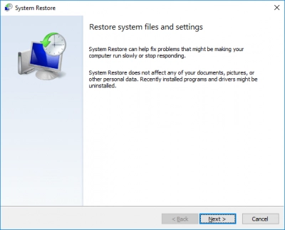 Use System Restore to fix 0x80073cf9 error