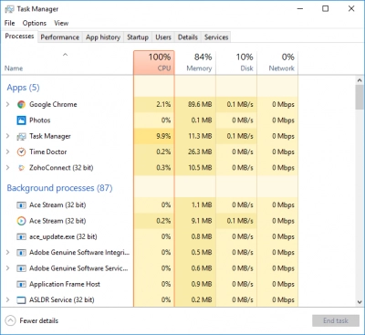 Vous avez une utilisation à 100% du disque sous Windows 10 ...