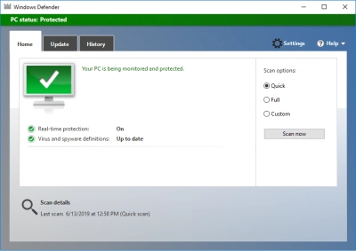 Ejecutar Windows Defender para comprobar si el ordenador tiene virus