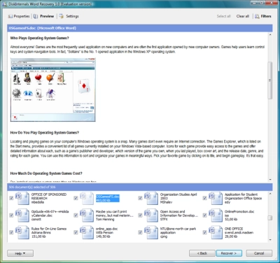 DiskInternals Word Recovery Word Recovery main window