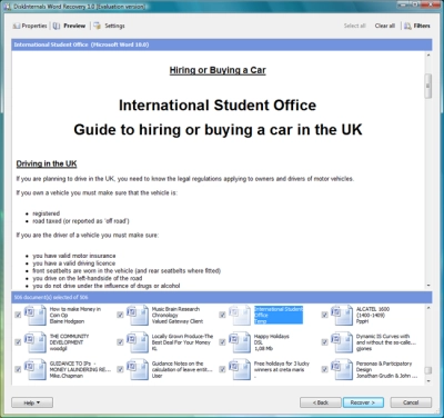 DiskInternals Word Recovery Word Recovery main window