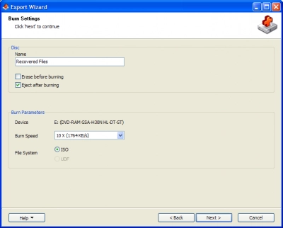 DiskInternals Data Recovery Software CD burning (picture 3)