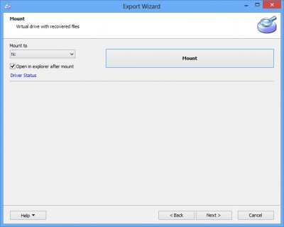 DiskInternals Data Recovery Software export wizard - Monter dans le système